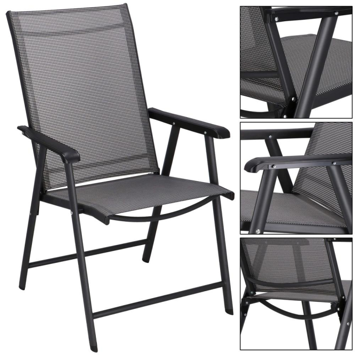 Scaun de gradina metalic, pliabil, 95x57x66cm, maxim 150kg, gri [21]