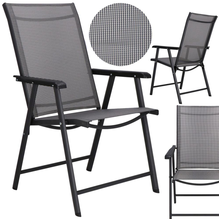 Scaun de gradina metalic, pliabil, 95x57x66cm, maxim 150kg, gri [3]