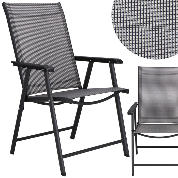 Scaun de gradina metalic, pliabil, 95x57x66cm, maxim 150kg, gri [2]