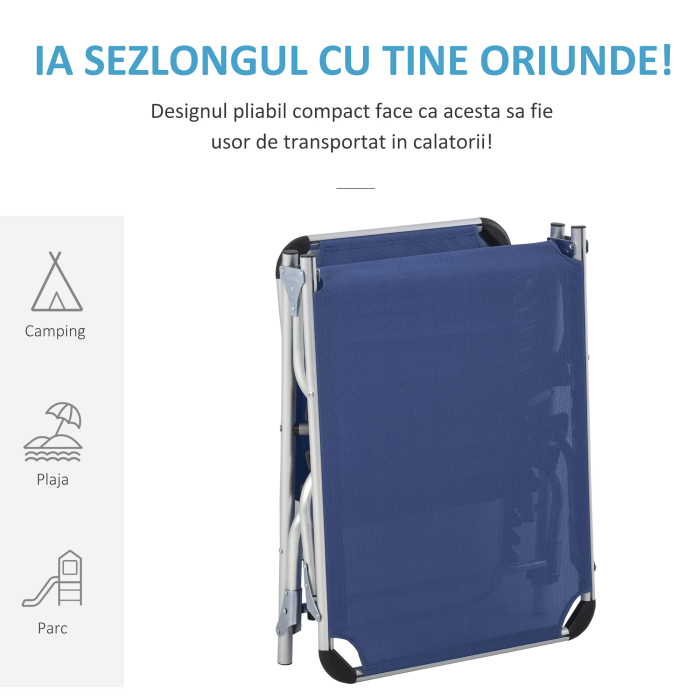  Scaun de Gradina Pliabil cu Spatar Reglabil Albastru [5]