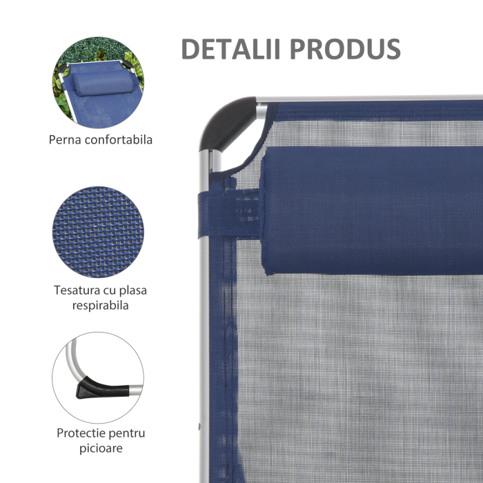  Scaun de Gradina Pliabil cu Spatar Reglabil Albastru [6]