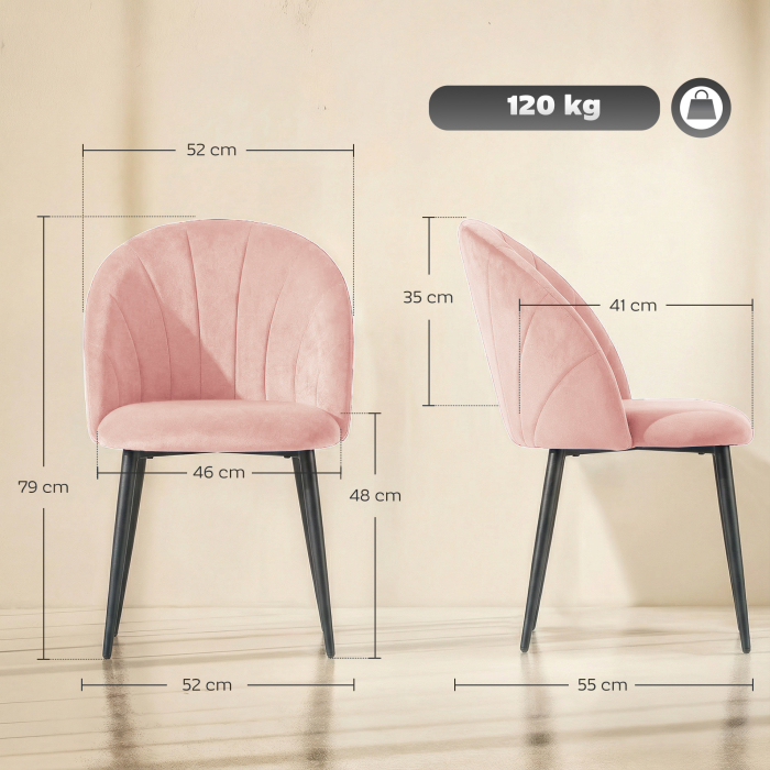 ,Scaun de Masa,in Forma de Scoica,Catifea, otel,52cm x 55cm x 79cm,Roz [3]