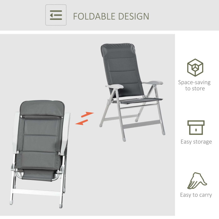  Scaun de Pescuit Pliabil cu Cotiere si Spatar inaltat Reglabil, 75x61.5x76-115 cm, Gri [7]