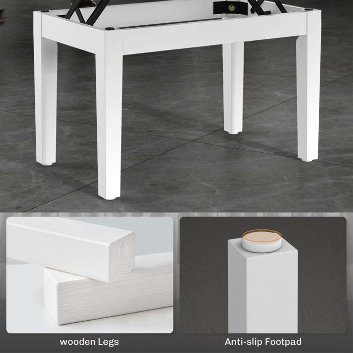  Scaun de Pian Reglabil cu Compartiment de Depozitare si sezut capitonat, 54.5x33x48-58 cm, Alb [7]