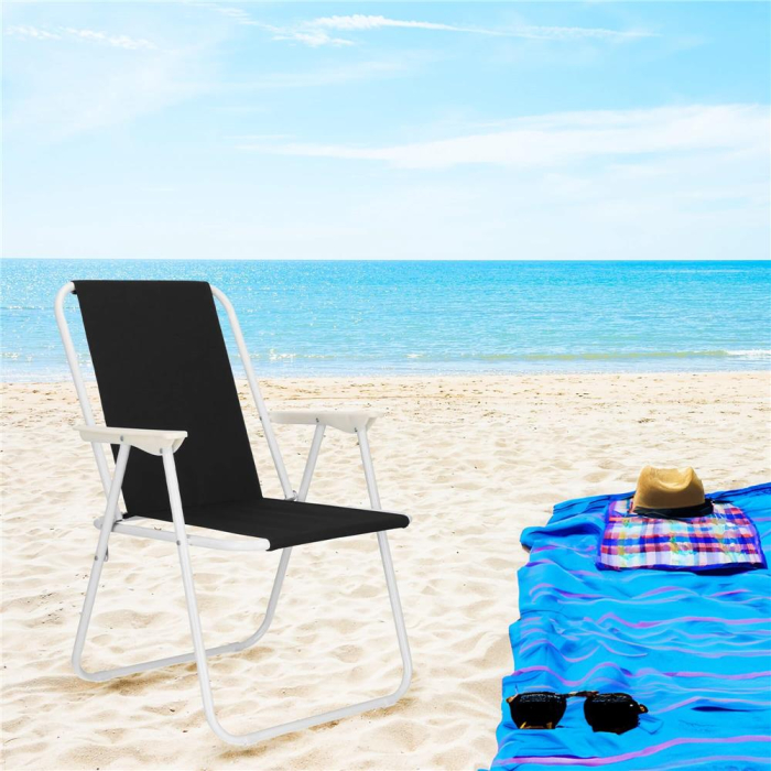 Scaun de plaja Sersimo, pliabil, 100kg, 52x73cm, negru alb [8]