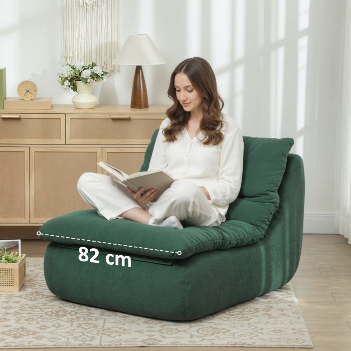  Scaun de Podea Modern si Capitonat din tesatura cu Aspect Catifelat Verde [7]