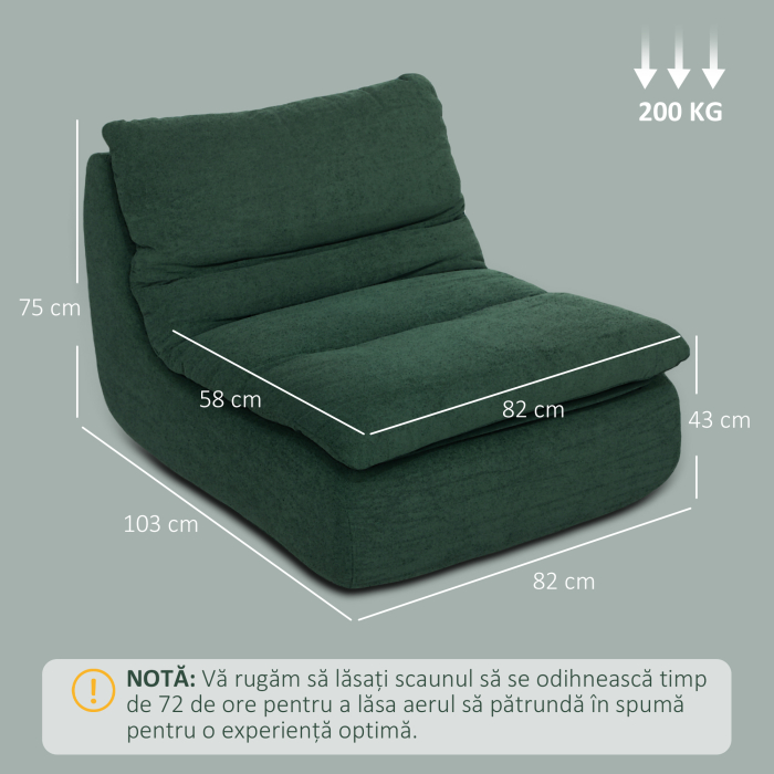  Scaun de Podea Modern si Capitonat din tesatura cu Aspect Catifelat Verde [3]