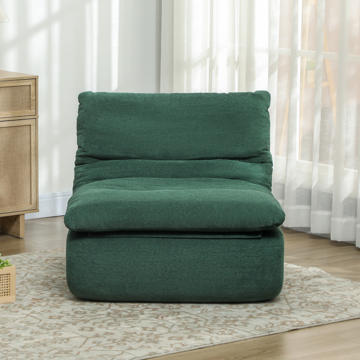  Scaun de Podea Modern si Capitonat din tesatura cu Aspect Catifelat Verde [9]