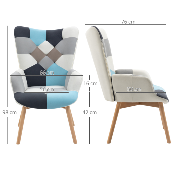  Scaun Decorativ Tapitat cu Brat & Spatar Capitonati - Dormitor [3]