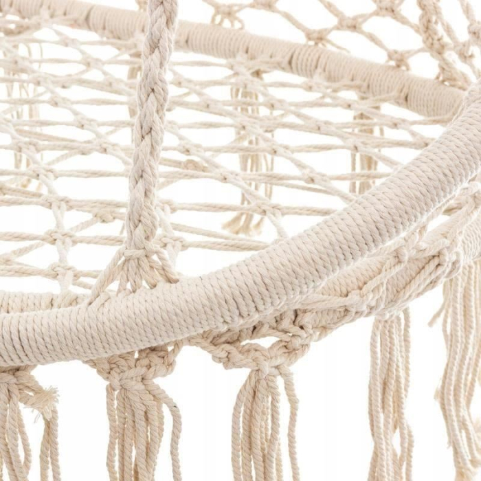 Scaun dublu tip leagan suspendat pentru casa sau gradina, Sersimo, cu franjuri, bej [8]