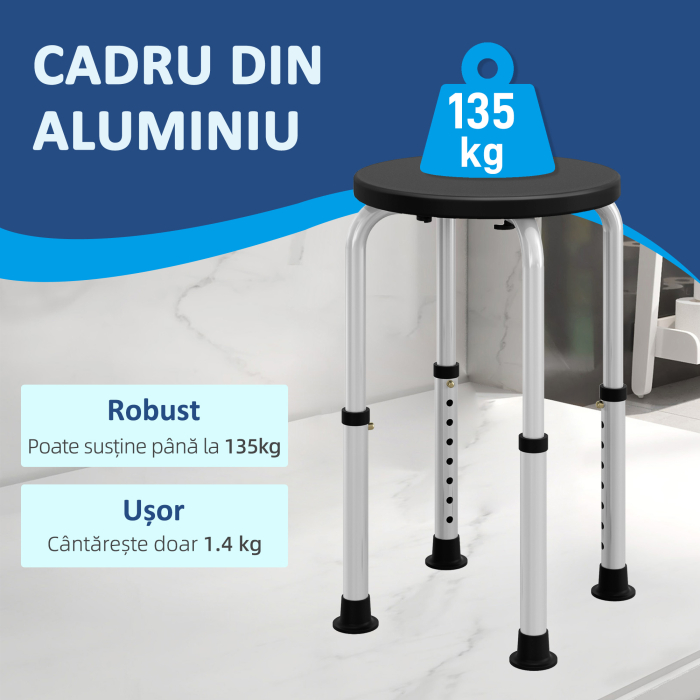  Scaun Dus - Reglabil, Antialunecare, Alb [4]