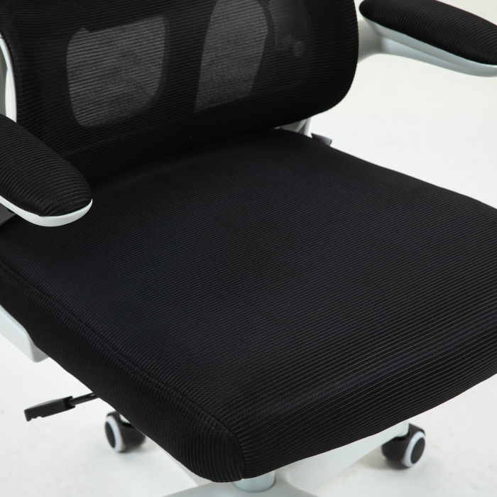  Scaun Ergonomic de Birou cu inaltime Reglabila, Brate Rabatabile si Tetiera, 62x61x112-120 cm, Negru [9]