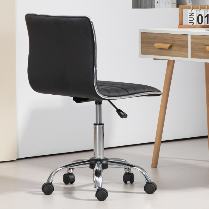  Scaun Ergonomic de Birou din Piele Ecologica cu inaltime Reglabila, sezut Rotativ si 5 Rotile, 48x52x90 cm, Negru [7]