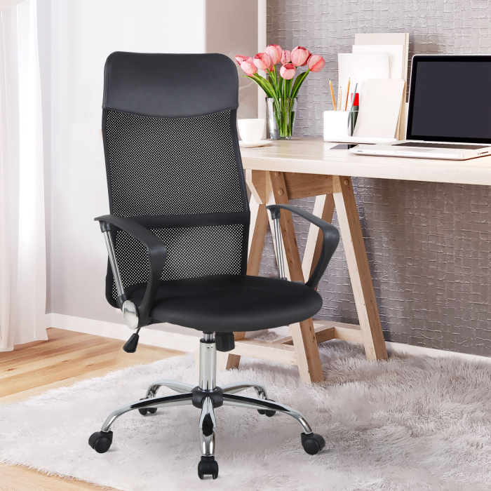  scaun ergonomic de birou, insertie plasa, negru [2]