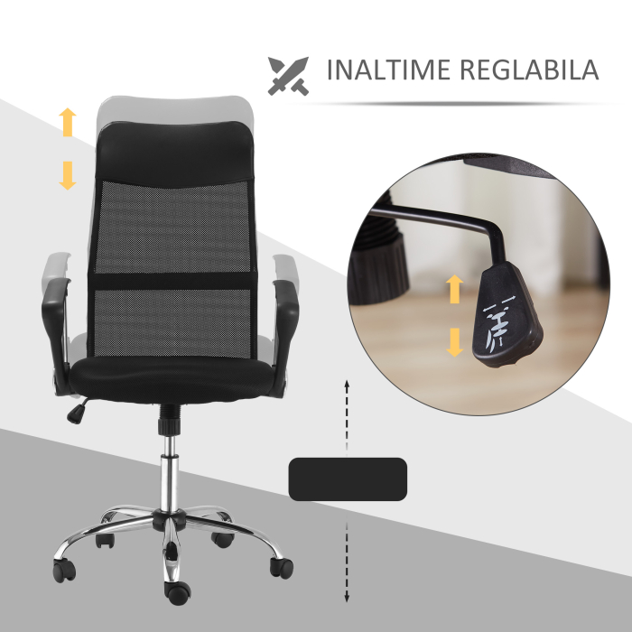  scaun ergonomic de birou, insertie plasa, negru [4]