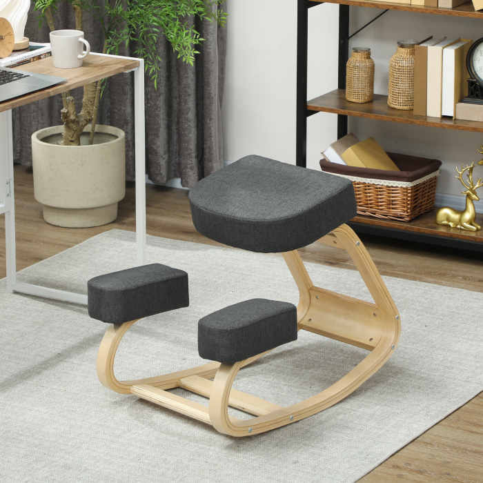  Scaun Ergonomic pentru Genunchi din Mesteacan si Perna Gri [8]
