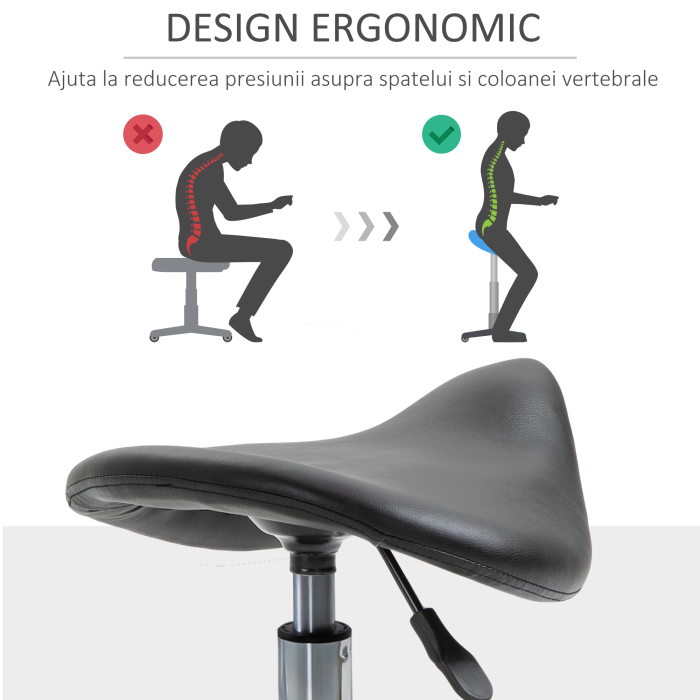 Scaun Ergonomic - Reglabil pe inaltime, Negru cu 5 Roti [7]