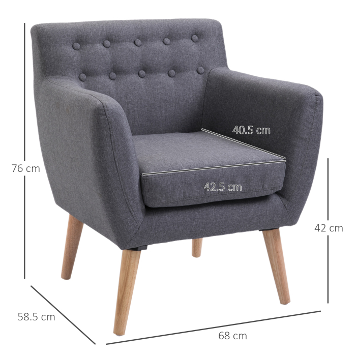  Scaun Fotoliu de Design Dormitor Salon Moderna Gri [3]