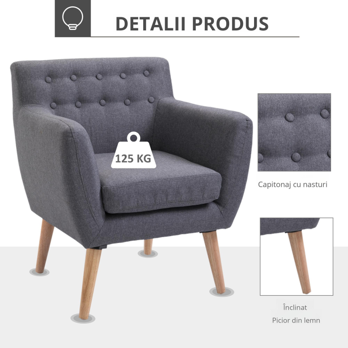  Scaun Fotoliu de Design Dormitor Salon Moderna Gri [6]