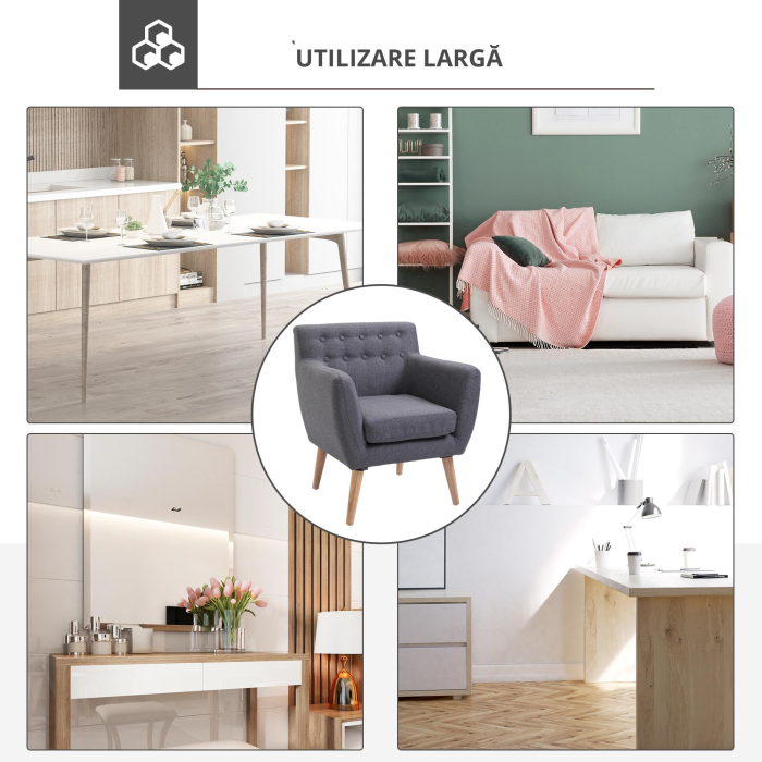  Scaun Fotoliu de Design Dormitor Salon Moderna Gri [5]