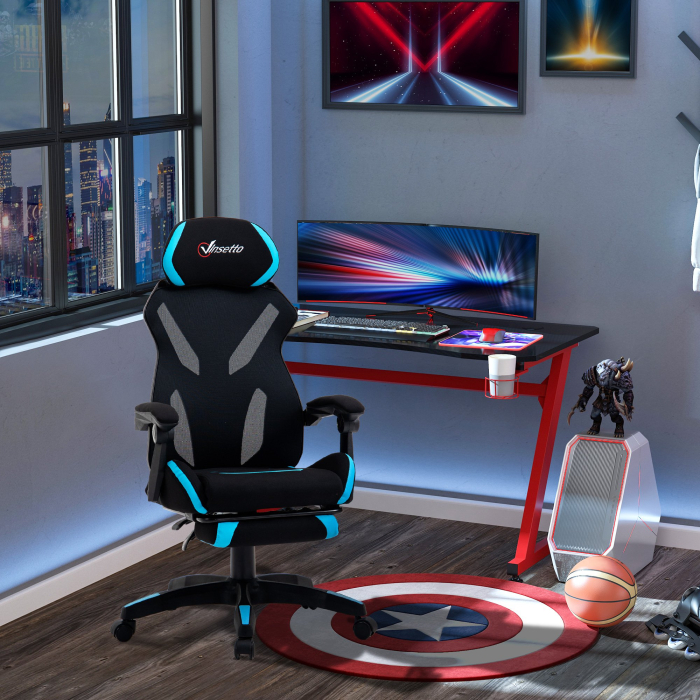  Scaun Gaming Ergonomic 65×65×119-129 cm Negru/Albastru [2]