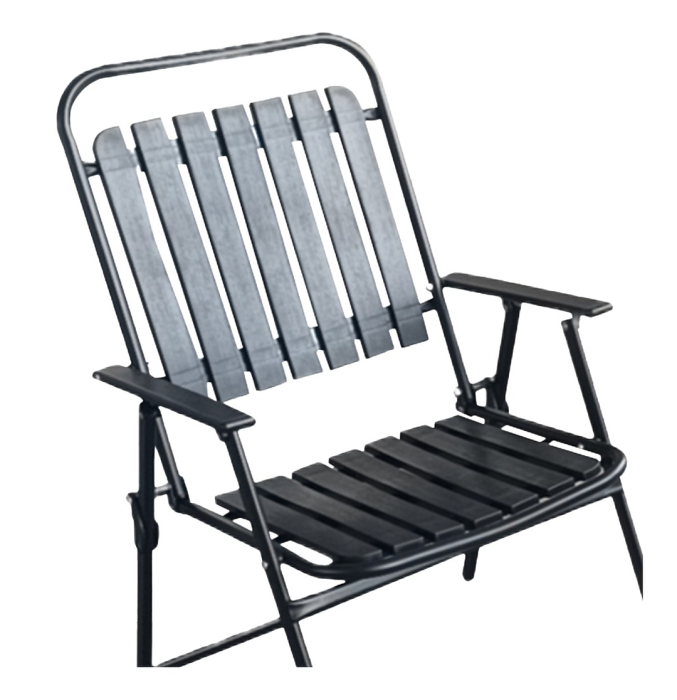 Scaun gradina pliabil cu cadru metalic si sezut PP, maxim 110 kg, 63x55x90 cm, negru [2]