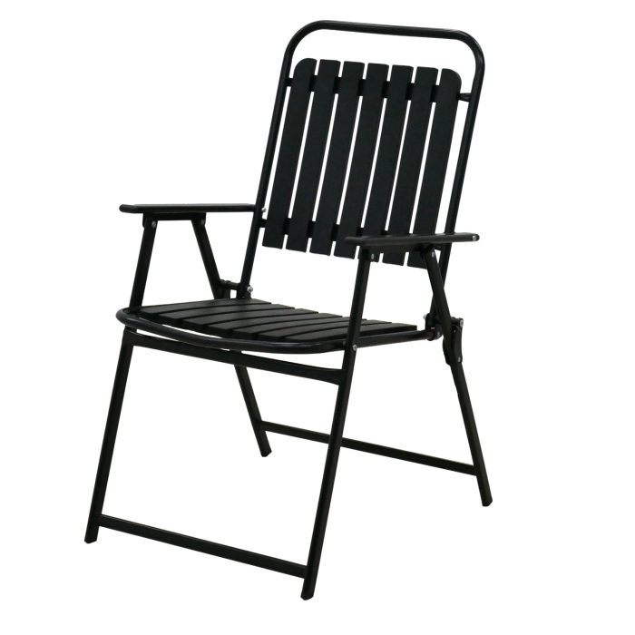 Scaun gradina pliabil cu cadru metalic si sezut PP, maxim 110 kg, 63x55x90 cm, negru [7]
