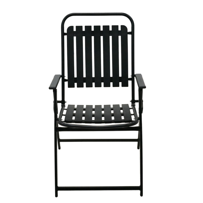Scaun gradina pliabil cu cadru metalic si sezut PP, maxim 110 kg, 63x55x90 cm, negru [6]