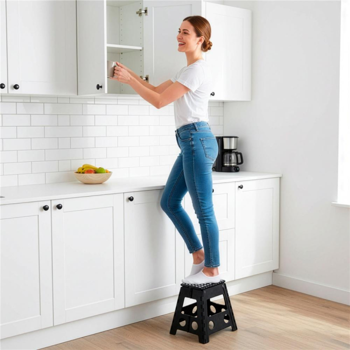 Scaun inaltator multifunctional tip scara, antiderapant, 39 cm, maxim 150 kg, negru [4]