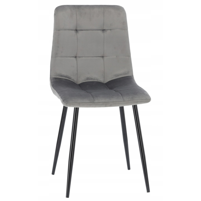 Scaun living tapitat cu catifea, spatar matlasat, 44x54x89 cm, gri [1]