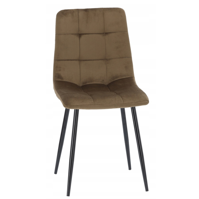 Scaun living tapitat cu catifea, spatar matlasat, 44x54x89 cm, maro [1]