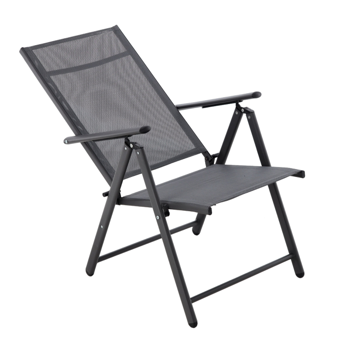 Scaun metalic de gradina, pliant, cu spatar reglabil, din otel, 60x58x100cm, gri [3]