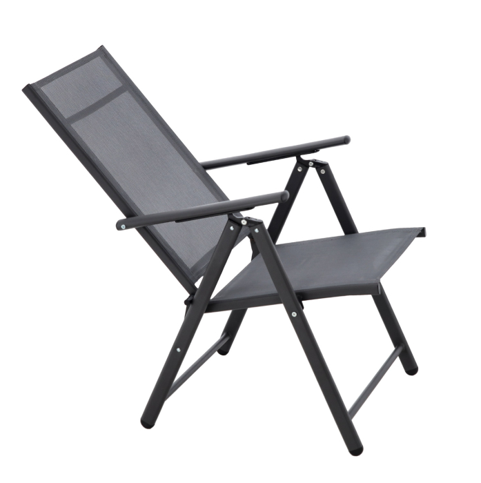 Scaun metalic de gradina, pliant, cu spatar reglabil, din otel, 60x58x100cm, gri [7]
