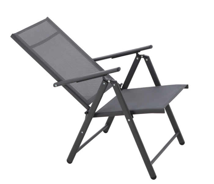 Scaun metalic de gradina, pliant, cu spatar reglabil, din otel, 60x58x100cm, gri [6]