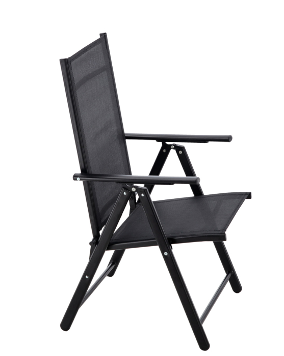 Scaun metalic de gradina, pliant, cu spatar reglabil, din otel, 60x58x100cm, negru [7]