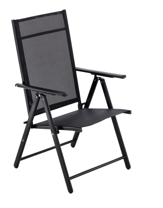 Scaun metalic de gradina, pliant, cu spatar reglabil, din otel, 60x58x100cm, negru [4]