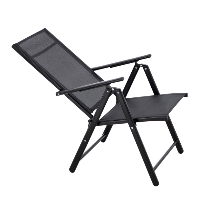 Scaun metalic de gradina, pliant, cu spatar reglabil, din otel, 60x58x100cm, negru [5]