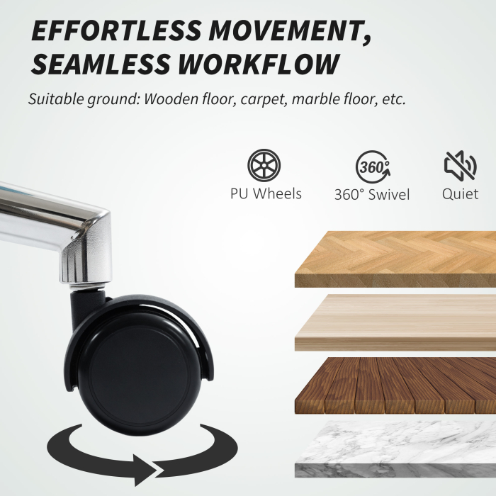  Scaun pentru Birou cu inaltime Reglabila din Silicon PU, Albastru [5]