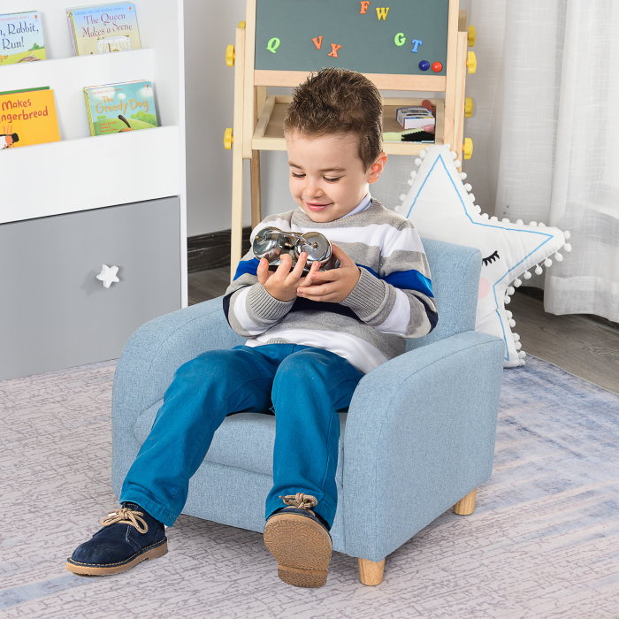 Scaun pentru Camera Copiilor in Material Textil Max. 65 kg 49x45x44cm Albastru [2]