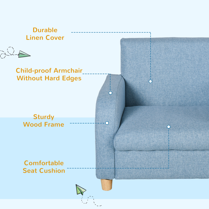  Scaun pentru Camera Copiilor in Material Textil Max. 65 kg 49x45x44cm Albastru [4]
