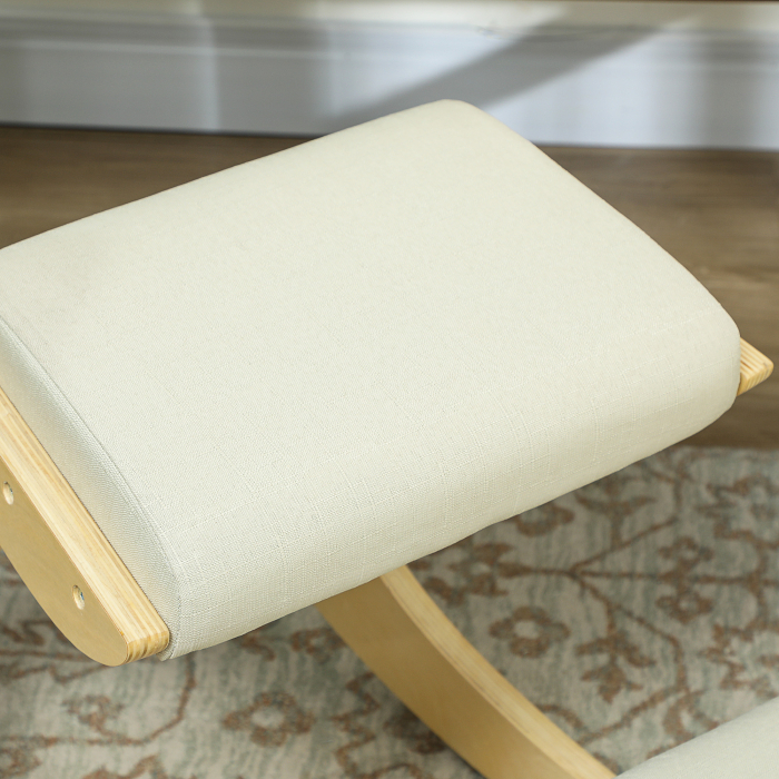 Scaun pentru Genunchi cu Miscare de Leganare, Scaun Ergonomic Postural din Material Textil, 55x85x55 cm, Alb Crem [8]