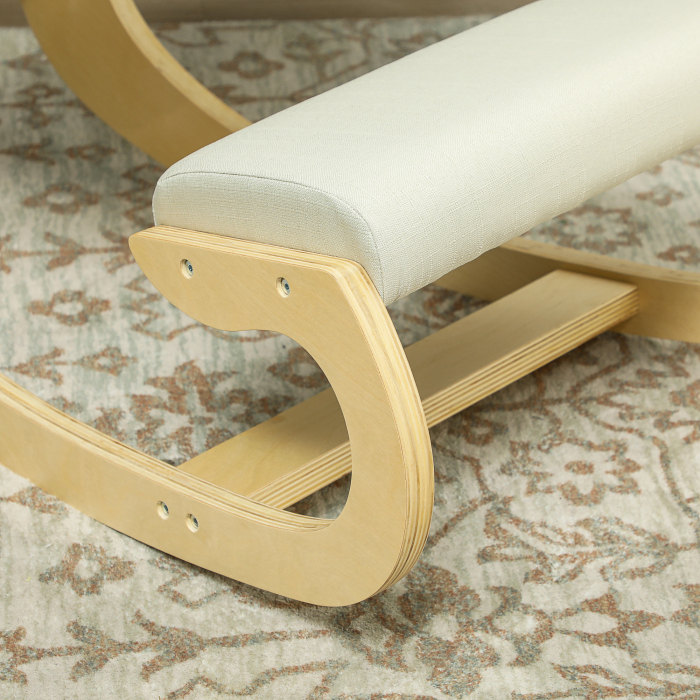  Scaun pentru Genunchi cu Miscare de Leganare, Scaun Ergonomic Postural din Material Textil, 55x85x55 cm, Alb Crem [9]
