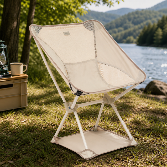 Scaun pliabil camping sau pescuit 5Five cu cadru din otel si sezut din poliester, 72x56x53 cm, bej [2]