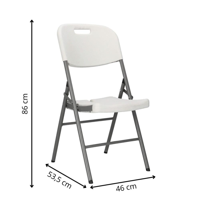 Scaun pliabil HDPE cu cadru metalic, pentru catering sau gradina, 46x53x86 cm, 150 kg, alb [18]