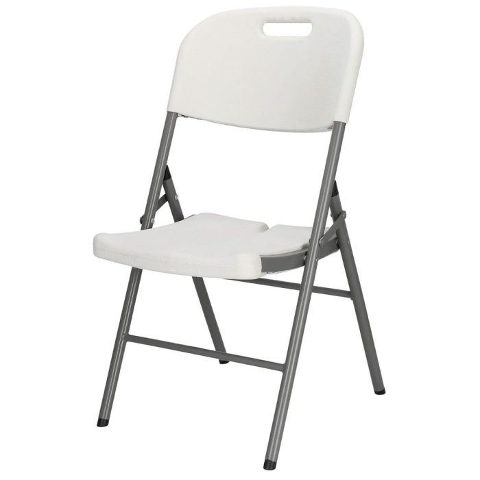 Scaun pliabil HDPE cu cadru metalic, pentru catering sau gradina, 46x53x86 cm, 150 kg, alb [2]