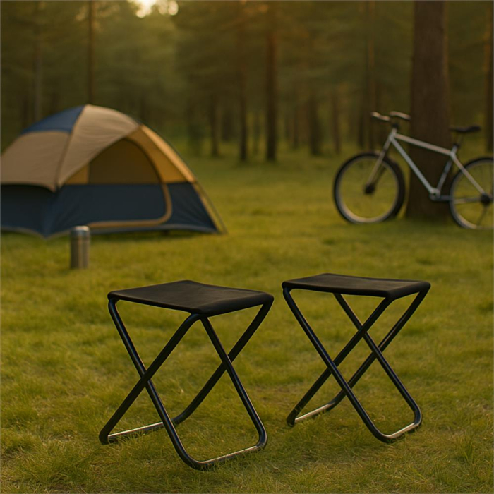 Scaun pliabil pentru camping sau pescuit, cadru metalic, maxim 100 kg, 26x26x34 cm, negru [11]