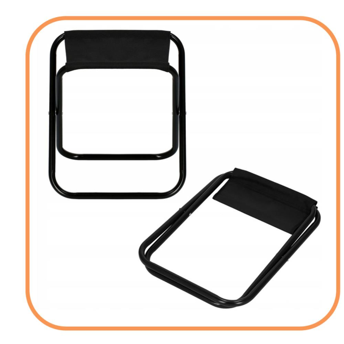 Scaun pliabil pentru camping sau pescuit, cadru metalic, maxim 100 kg, 26x26x34 cm, negru [5]