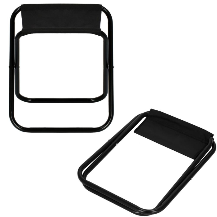 Scaun pliabil pentru camping sau pescuit, cadru metalic, maxim 100 kg, 26x26x34 cm, negru [4]