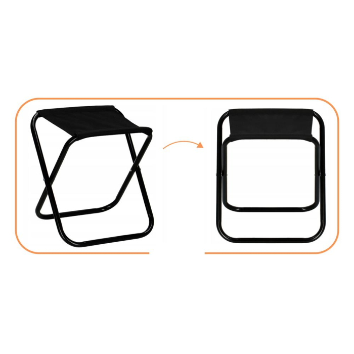 Scaun pliabil pentru camping sau pescuit, cadru metalic, maxim 100 kg, 26x26x34 cm, negru [17]