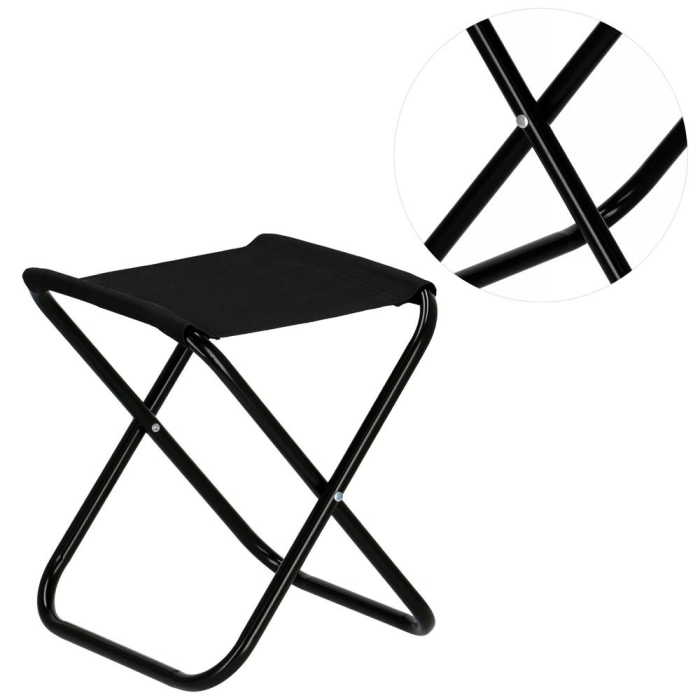 Scaun pliabil pentru camping sau pescuit, cadru metalic, maxim 100 kg, 26x26x34 cm, negru [6]